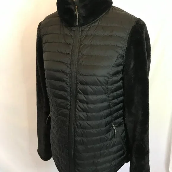 32 Degrees Quilted and plush full zippered jacket with pockets, black size Small - Picture 5 of 12